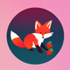 A AI-generated app icon of a fox in raspberry , antique white color scheme