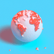 An app icon of  an image of the earth with red and light pink and bisque and sky blue scheme color
