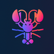 A AI-generated app icon of a lobster in salmon pink color and spring green color and orange juice color color and fuchsia color color scheme