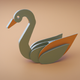 A AI-generated app icon of a graceful swan  in persimmon color and linen color and linen color and olive color color scheme