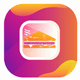 An app icon of  an image of pieces of sandwich with navajo white and lily and burnt orange and honey dew scheme color