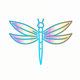 A AI-generated app icon of a dragonfly in hot pink color and greyish pink color and bright green color and dark red color color scheme