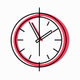 A minimalist clock with a red second hand  app icon - ai app icon generator - app icon aesthetic - app icons