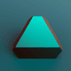 An app icon of  an image of a hexagonal pyramid shape with pale green and dark olive green and cadet blue and dark cyan scheme color