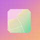 A AI-generated app icon of a map in lavender color and green color and sky blue color and apricot color color scheme