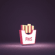 A AI-generated app icon of a paper French Fries box in crimson , mint green , lilac , burgundy color scheme