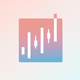 A AI-generated app icon of a candlestick chart in peach color and beige color and baby blue color and light pink color color scheme