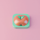A AI-generated app icon of an apple in peach , light sea green , orchid , coral color scheme