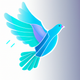 A AI-generated app icon of a flying dove in blue color scheme