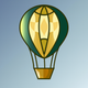 A playful, cartoon-style hot air balloon  app icon - ai app icon generator - app icon aesthetic - app icons