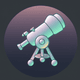 A AI-generated app icon of a telescope in olive , silver , peach , lavender blush color scheme