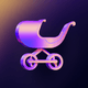 A AI-generated app icon of a baby carriage in dark orchid , gold , white , azure color scheme
