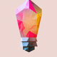A AI-generated app icon of a lightbulb in medium blue , rosewater , chocolate , grey color scheme