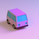 A AI-generated app icon of a van in dusty rose , sky blue , magenta , taupe color scheme