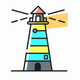 A stylized lighthouse  app icon - ai app icon generator - app icon aesthetic - app icons