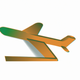 A AI-generated app icon of a stylized airplane taking off in bronze color and cream color and green color and terra cotta color color scheme