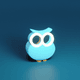 A AI-generated app icon of an Owl in pastel blue , dark orchid , teal , azure color scheme