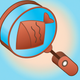 A AI-generated app icon of a fish finder in light blue color and reddish brown color and bright blue color and pastel brown color color scheme