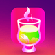 A AI-generated app icon of a glass of cocktail in peach puff , whitesmoke , lemon chiffon , yellow green color scheme