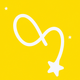 A AI-generated app icon of a cosmic string in bright yellow color and yellow color and vivid yellow color and bright blue color color scheme