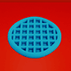 A AI-generated app icon of One Piece Waffle filled with cream in deep sky blue , tomato , medium slate blue , mauve color scheme