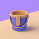 An app icon of  an image of a Bucket with bisque and beige and dark purple and deep sky blue scheme color