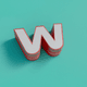 A AI-generated app icon of a letter W in mint cream , baby blue , red , sea green color scheme