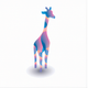 A AI-generated app icon of a giraffe in pinkish purple color and dark blue color and pale pink color and greenish-blue color color scheme