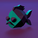 A AI-generated app icon of a fish in dark magenta , gainsboro , dark sea green , ebony color scheme