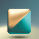 An app icon of  an image of a parallelogram shape with clear and serenity and medium turquoise and gold scheme color
