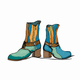 A AI-generated app icon of a pair of boots in white , salmon , steel blue , ebony color scheme