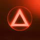 An app icon of  an image of a triangle shape with orange red and cinnamon and very peri and pastel red scheme color