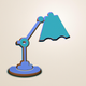 A AI-generated app icon of a desk lamp in sunglow color and aqua blue color and brown color and steel blue color color scheme