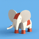 An app icon of an elephant with ivory and cinnamon and light blue scheme color