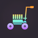 A AI-generated app icon of a hay baler in lemon chiffon color and steel blue color and olive color and teal blue color color scheme