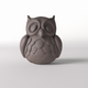 A AI-generated app icon of a wise old owl  in emerald color and burnt orange color and burnt orange color and linen color color scheme