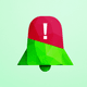 A AI-generated app icon of a bell in royal blue , lime green , jet black , marsala color scheme