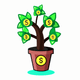 A AI-generated app icon of potted Money Tree in serenity , cornsilk , slate , teal color scheme