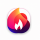 A AI-generated app icon of a fire flame in  color scheme
