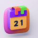 An app icon of  an image of table calendar with yellow and yellow orange and ghost white and pale violet red scheme color