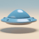 A AI-generated app icon of a Flying saucer in powder blue , taupe , pastel blue , slate color scheme