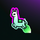 A AI-generated app icon of a unicorn flying around the space in rainbow color scheme