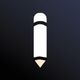 A AI-generated app icon of a pencil tip in white and black color scheme