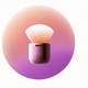 A AI-generated app icon of a Powder Brush in sienna , baby pink , thistle , raspberry color scheme