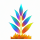 A AI-generated app icon of a plant in greenish-blue color and golden yellow color and deep orange color and light purple color color scheme