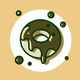 A AI-generated app icon of a doughnut in army green , forest green , taupe , honeysuckle color scheme