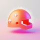 A AI-generated app icon of a helmet in blush pink , orange , snow , fuchsia color scheme