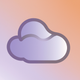 A AI-generated app icon of a cloud in eggplant color and cream color and steel blue color and salmon pink color color scheme