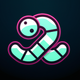 A AI-generated app icon of a worm in sage color and light pink color and light pink color and green-blue color color scheme