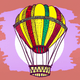 A AI-generated app icon of a hot balloon in berry , light sea green , linen , pastel blue color scheme
